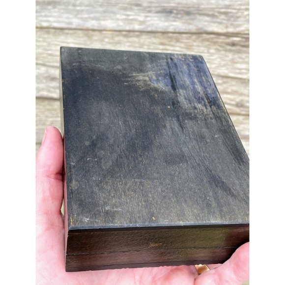 Vintage 1980s Carved Wood Medallions Trinket jewelry box Boho - Picture 10 of 12